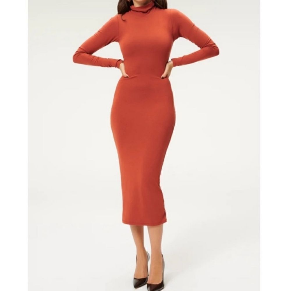 Good American Sundown mock neck midi dress